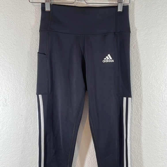 ADIDAS AEROREADY Lightweight High Rise 3-Stripe Mesh 7/8 Leggings Size Small - Picture 3 of 16